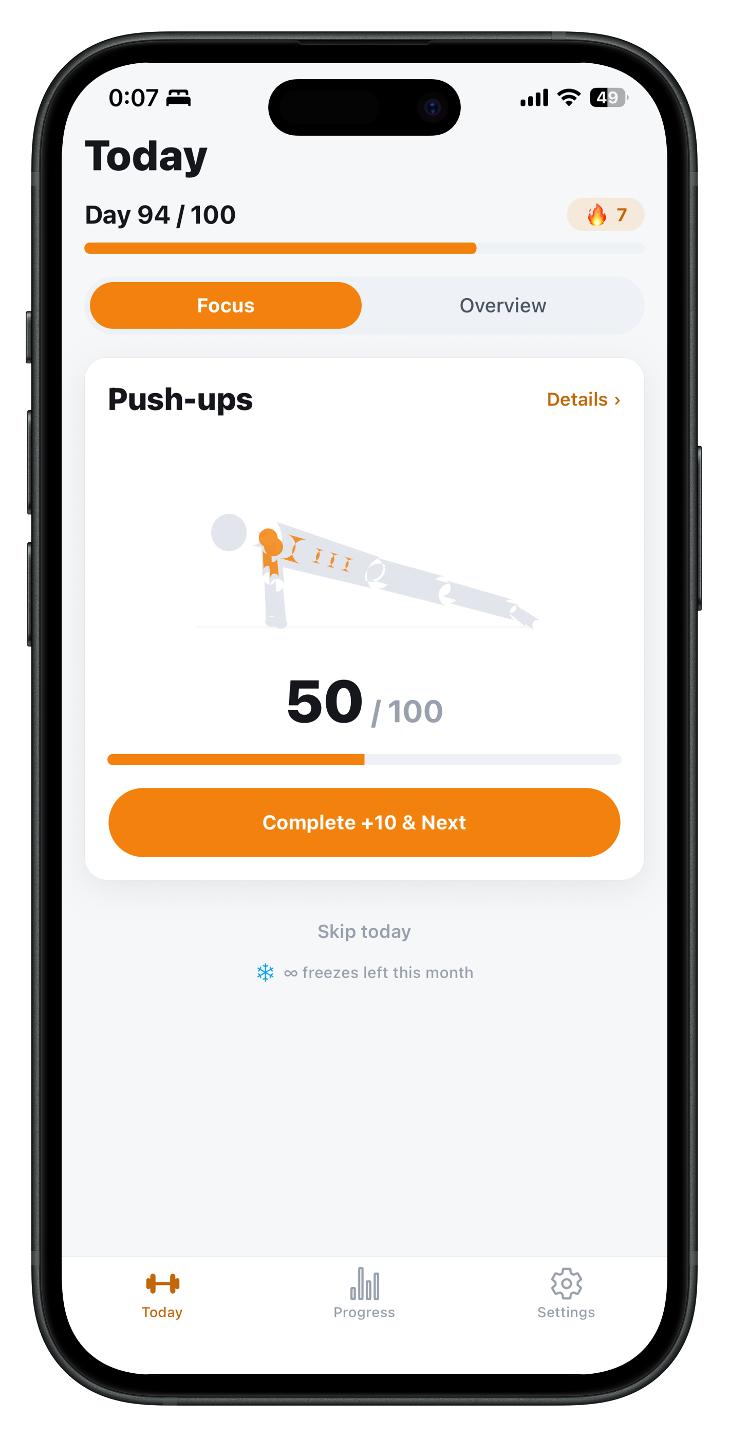 100 Reps Focus Mode